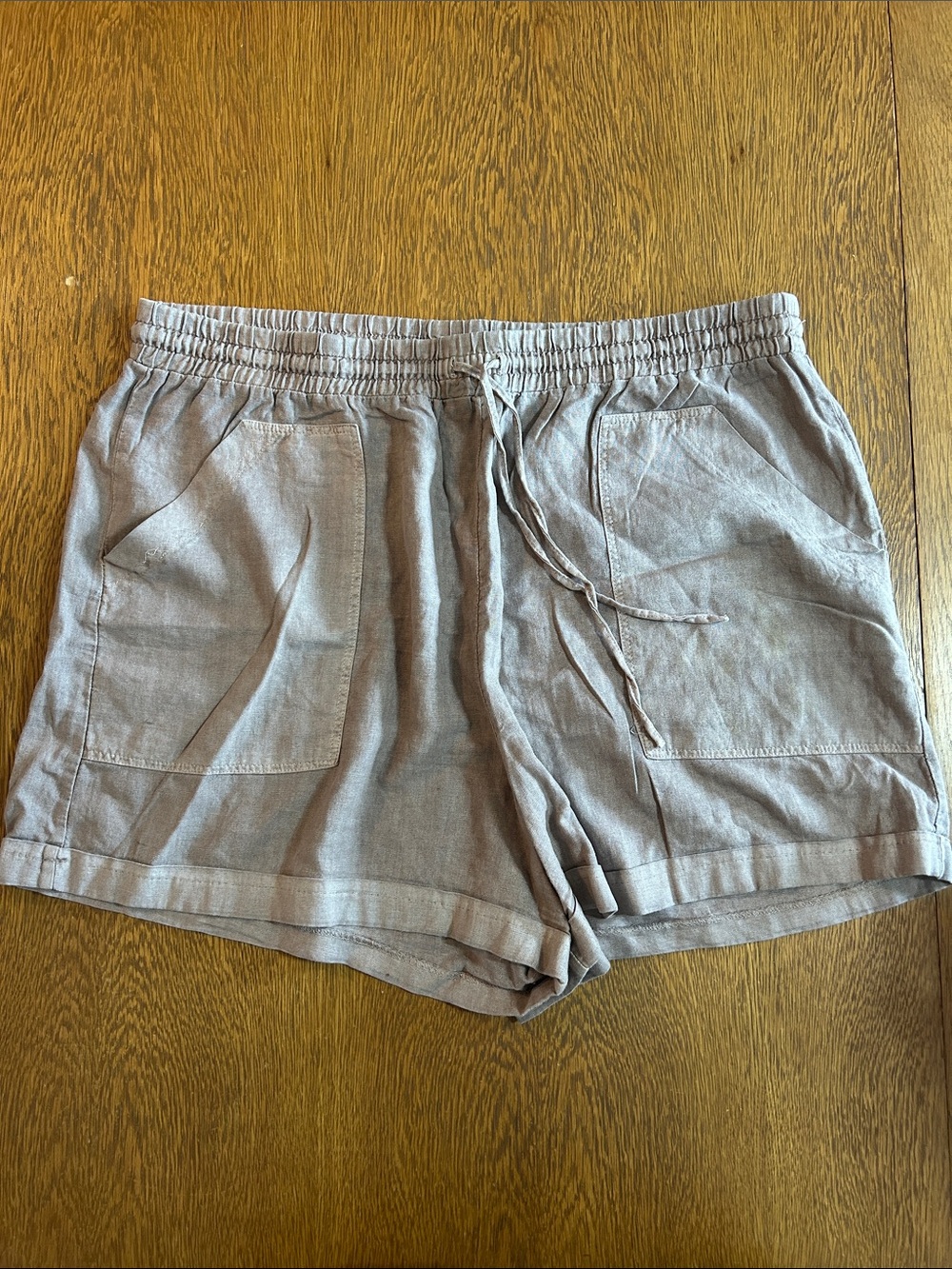 Universal Thread Taupe Drawstring Linen-Blend Women's Shorts